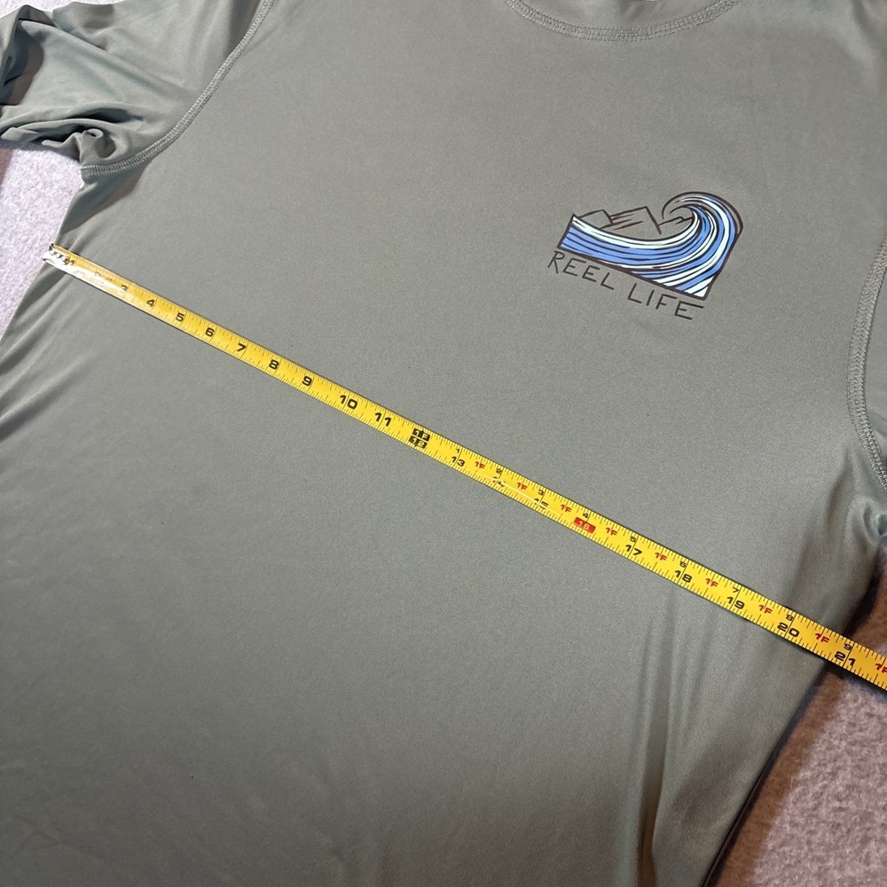 Reel Life Green Long Sleeve Sun Protecting Shirt Lightweight Men's Sz M Wave - Picture 7 of 12